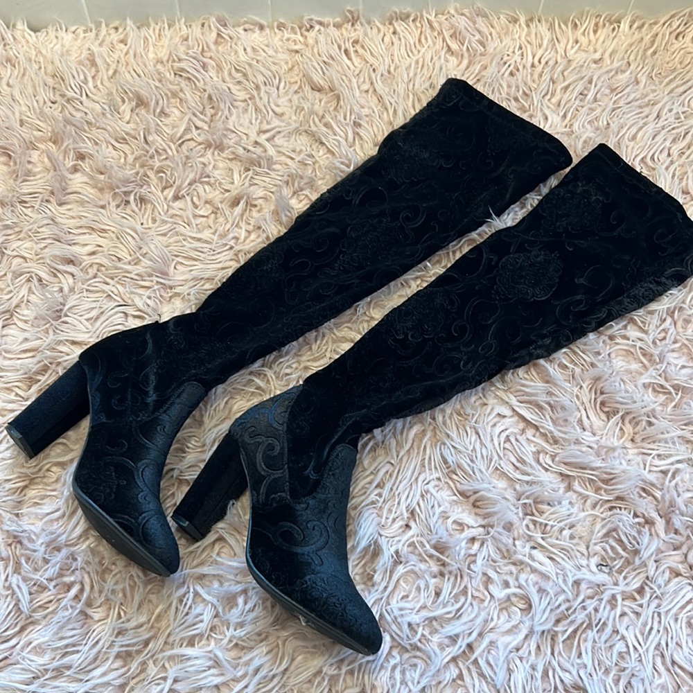Qupid midnight dreamworld thigh high boots
